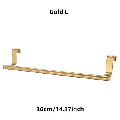 1Pcs Towel Rack Over Door Towel Bar Hanging Holder Stainless Steel Bathroom Kitchen Cabinet White Black Towel Rag Shelf Hanger