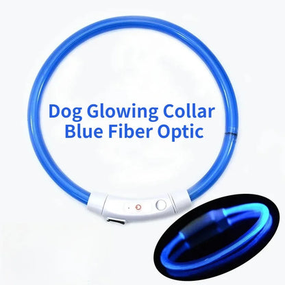 Rechargeable Fiber Optic Dog Collar Luminous Night Glow Pet Accessory Detachable Safety Collar for Enhanced Nighttime Visibi