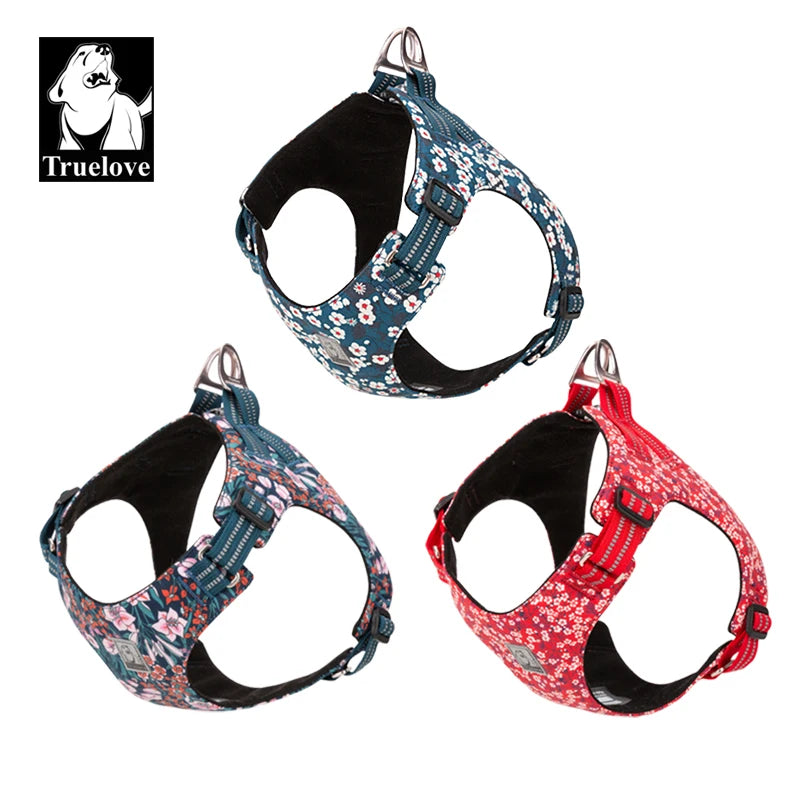 Truelove Pet Harness Floral Floral Doggy Harness Dog Vest Type Dog Walking Chain Small Medium Puppy Cat Printed Cotton TLH1912