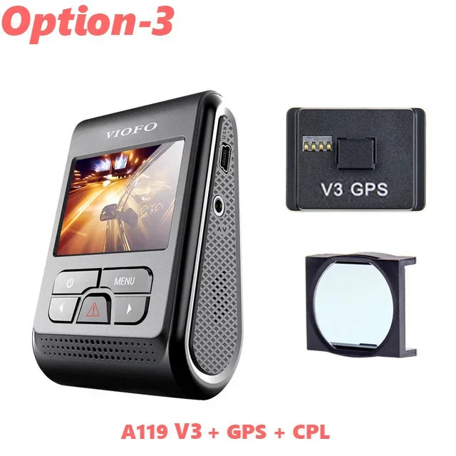 VIOFO A119 V3 2K Car Parking Mode G-Sensor Rota Lens 2560 *1600P DVR Super Night Vision Quad HD Dash Cameras Optional GPS CPL