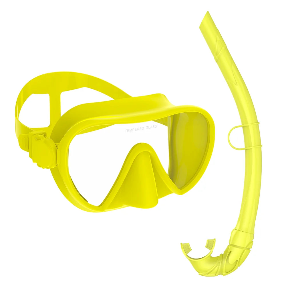 Frameless Diving Mask Wet Snorkel Set Low Internal Volume Pure Soft Silicone Swimming Training Diving Glasses Adjustable