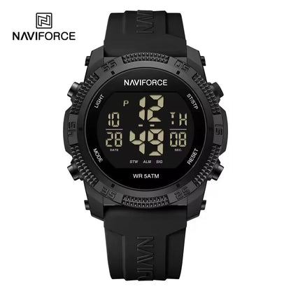 NAVIFORCE 7104 Sports Men's LCD Digital Leisure Date Week Alarm Clock Waterproof Silicone Strap Electronic Watch électronique