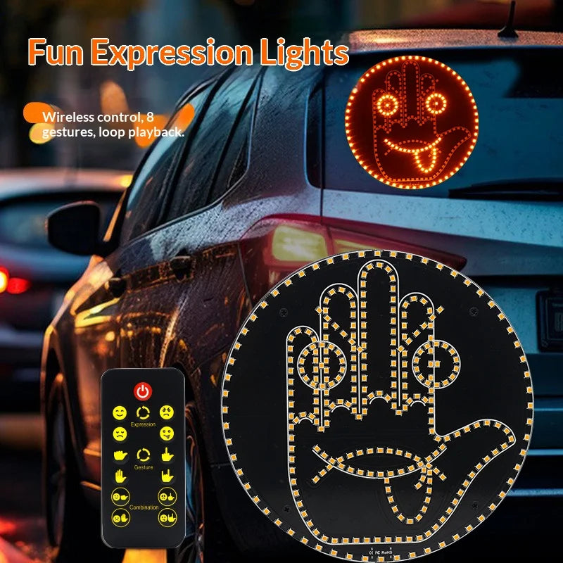LED Hand Gesture Sign Middle Finger Sign Warning Brake Light Creative Fun Three Models Gesture Lamp Car Interior Rear Windshield