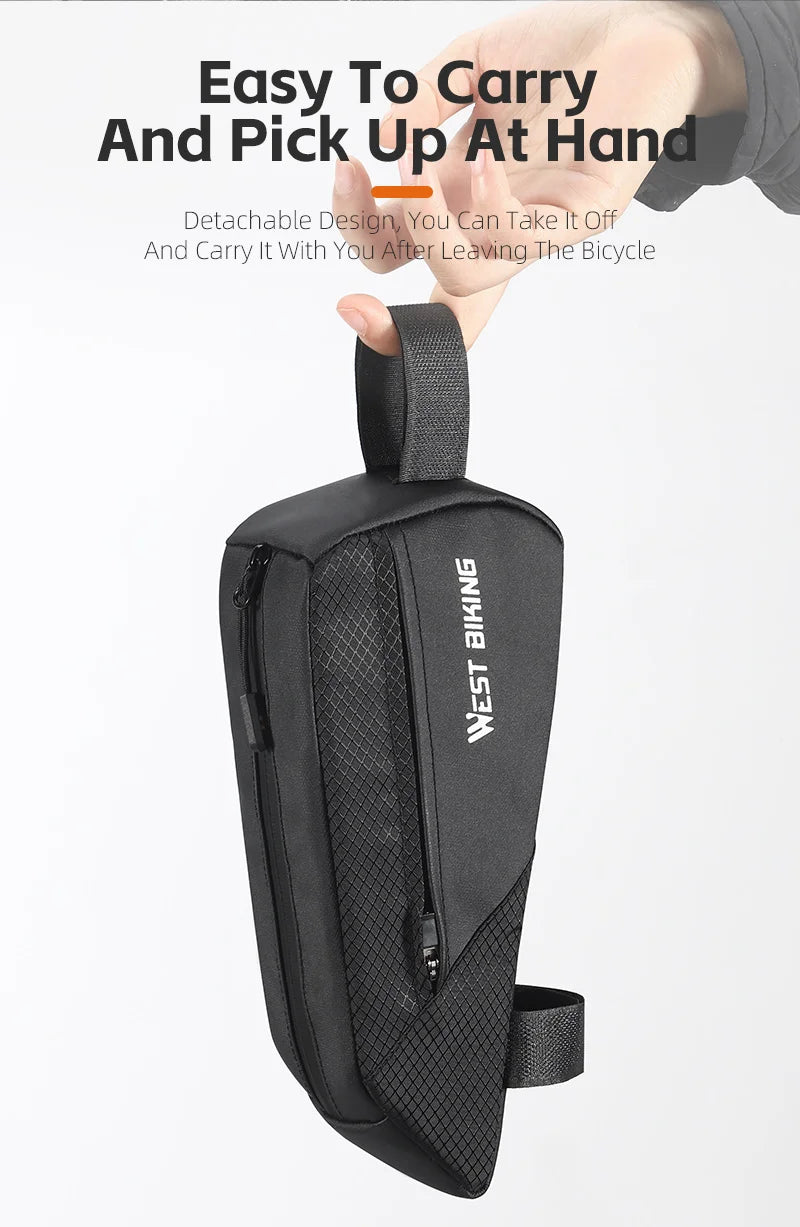 WEST BIKING Bicycle Top Tube Bag 1.2L Portable Bike Front Frame Bag 3D Stereo Cycling Tool Bag MTB Road Bike Accessories