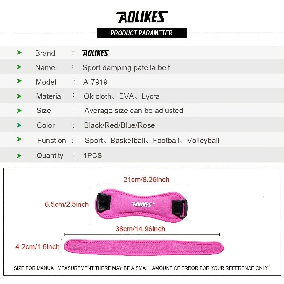 AOLIKES 1PCS Knee Patellar Tendon Knee Support Strape Brace Adjustable Shock Absorption Compression Knee Pad for Basketball