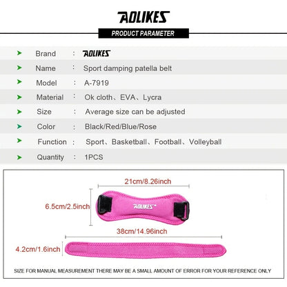 AOLIKES 1PCS Knee Patellar Tendon Knee Support Strape Brace Adjustable Shock Absorption Compression Knee Pad for Basketball