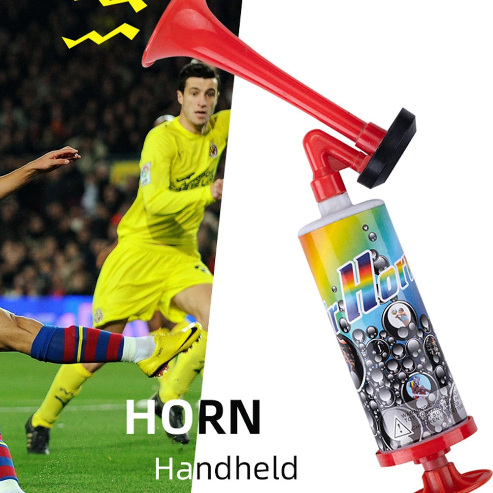 Portable Football Stadium Horn Soccer Air Cheering Horn Mini Handpush Pump Air Horn for Boating Sports Events Birthday Parties