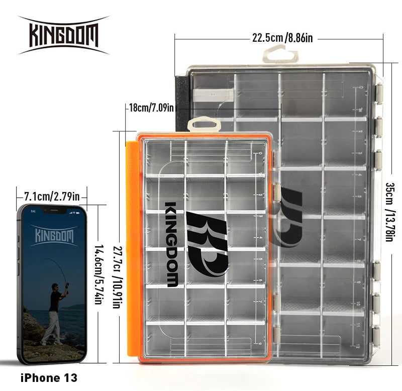 Kingdom Fishing Tackle Box 2 Sizes  Multifunction Tackle Trays Organizer with Removable Dividers Fishing Lure Storage Box
