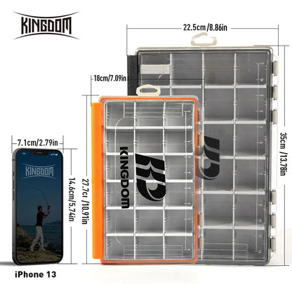 Kingdom Fishing Tackle Box 2 Sizes  Multifunction Tackle Trays Organizer with Removable Dividers Fishing Lure Storage Box