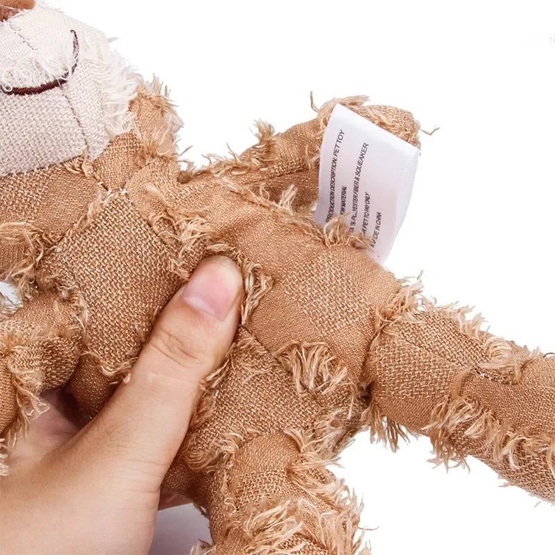 Dog Companion for Chewers Indestructible Bear Toy Resistant Squeaky Dog Toys Heavy Chewers Stuffed Plush Dog Toys for Aggressive
