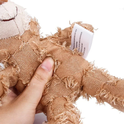Dog Companion for Chewers Indestructible Bear Toy Resistant Squeaky Dog Toys Heavy Chewers Stuffed Plush Dog Toys for Aggressive