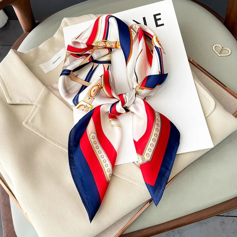 2025 New Fashion Luxury Printed Square Shawl Women 70x70cm Pashmina Silk Scarf Neck Headband Bandana