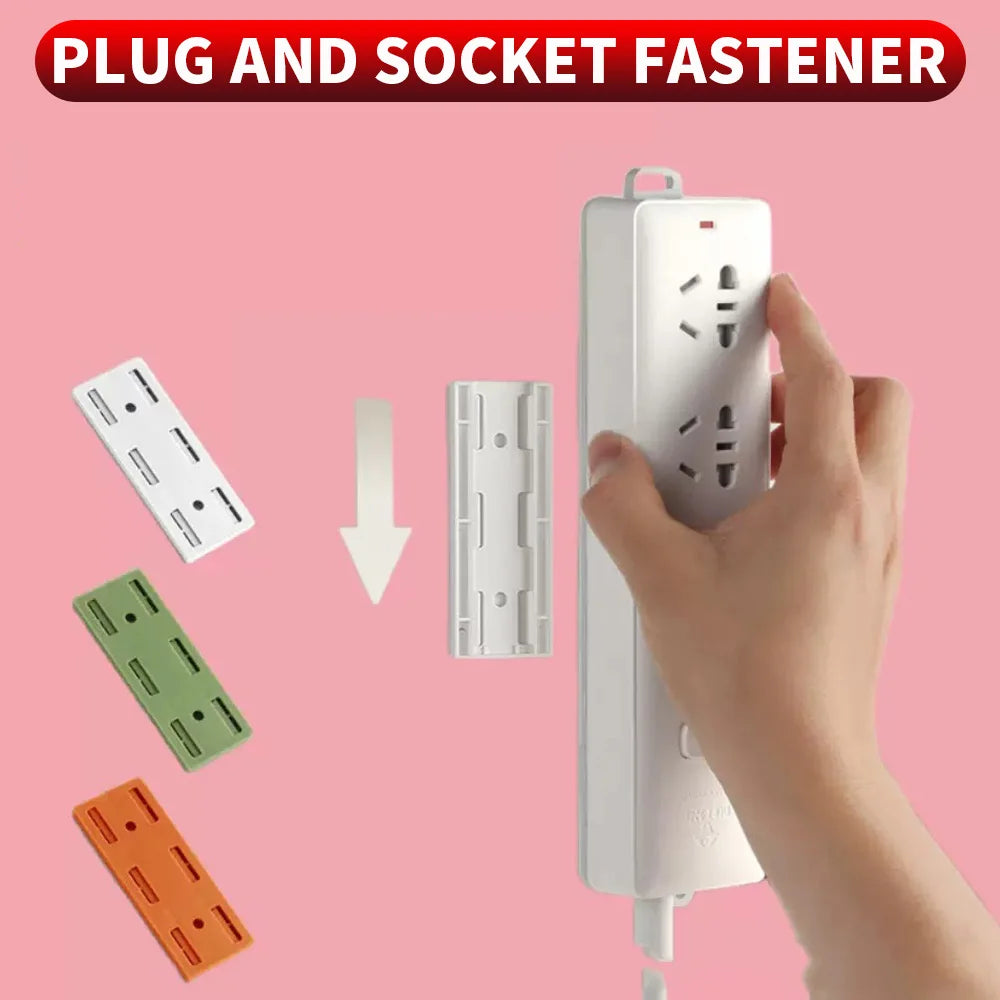 Toocki Self-Adhesive Power Socket Strip Fixator Wall Mounted Self Adhesive Punch Free Row Plug Holder for Kitchen Home Office