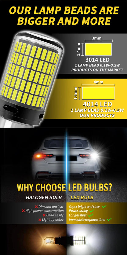 Oprah 2X High Power Car LED Light 1156 PY21W 1157 BAY15D P21/5W 150*4014 SMD Canbus Front/Rear Turn Signal Lamp 7440 7443 W21/5W