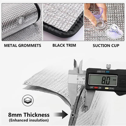 Thermal Insulation Window Film,Reusable Sun-Protective Heat-Insulating Aluminum Foil Blackouts Window Cover,With Suction Cup