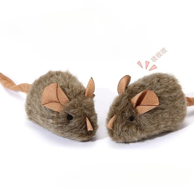 Smart Induction Squeaky Mouse Plush Toy - Sound-Activated Self-Entertainment Cat Teaser Simulation Small Pet Toy for Distraction