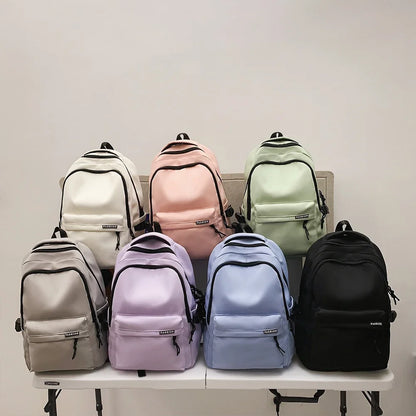 Large Capacity Solid Color Student Backpack Junior and High School Simple Black Travel Backpack