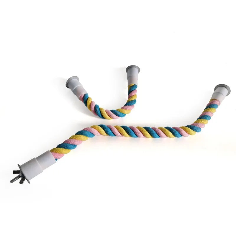 1PC Pet Bird Bite Toy Parrot Color Cotton Rope Toys Elastic Parrot Climbing Toys Sturdy Bird Swing rope Pet Cage Toy Swing Stand