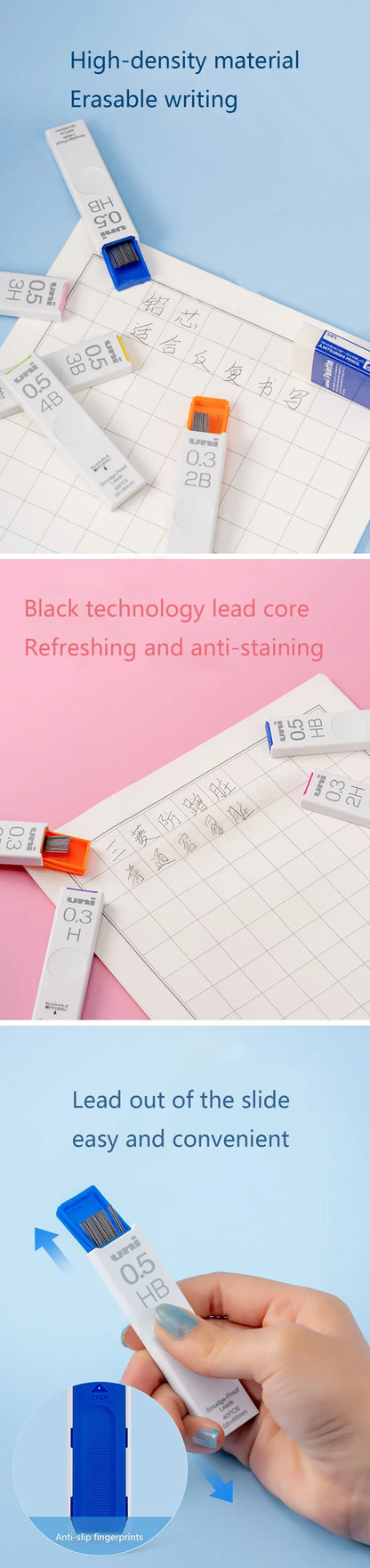 1Pcs Japan UNI UL-S Mechanical Pencil Lead-core Anti-fouling Thickened Black Non-breakable Student Pencil Lead 0.3/0.5/0.7 mm