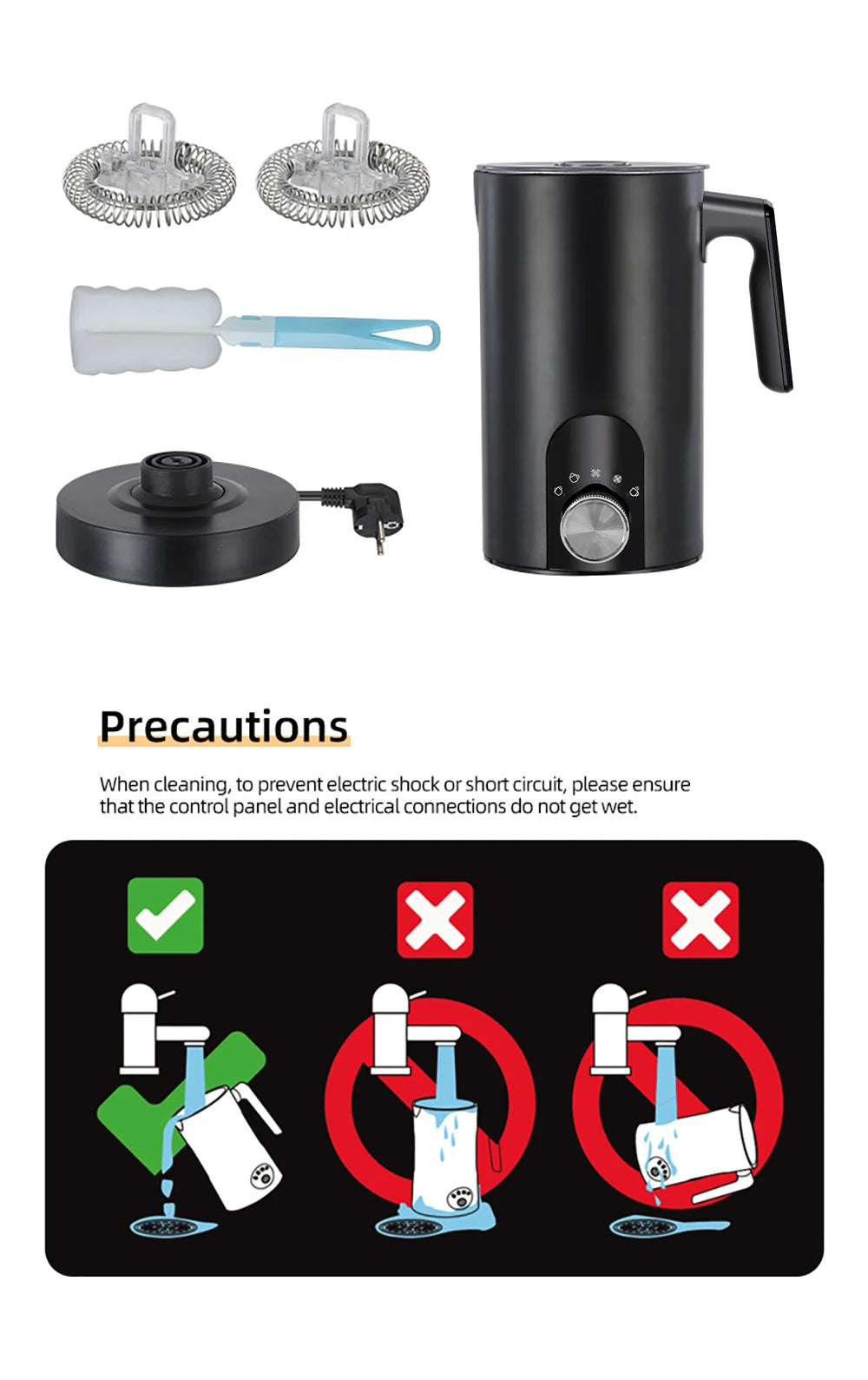 Electric Milk Frother Milk Foam Machine Automatic Milk Foamer for Cappuccino Coffee Latte 5in1 Electric Milk Frother Foam Maker