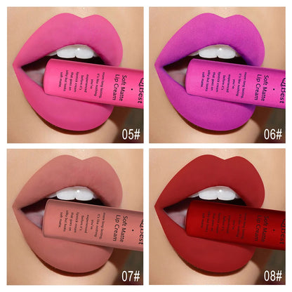 QIBEST Sexy Velvet Matte Lip Gloss Liquid Lipstick Lipgloss Beauty Red Nude Waterproof Long-lasting Lip Stain Makeup For Women