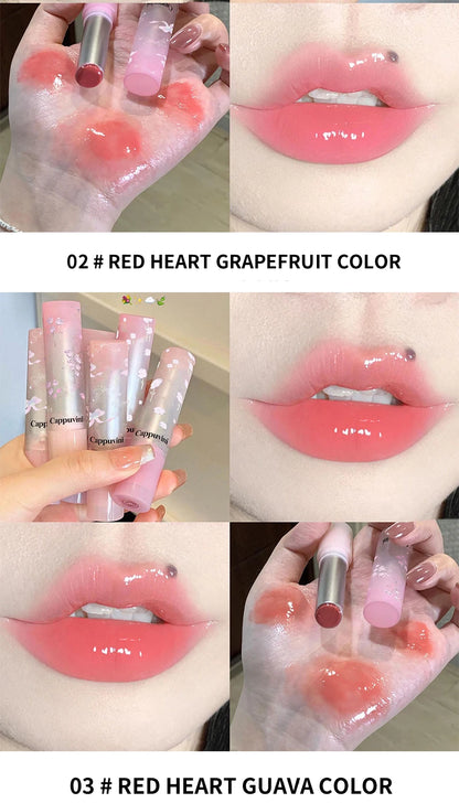 Flowery dish language lip gloss mirror lip glaze beep lip water light lasting makeup not easy to dip cup makeup