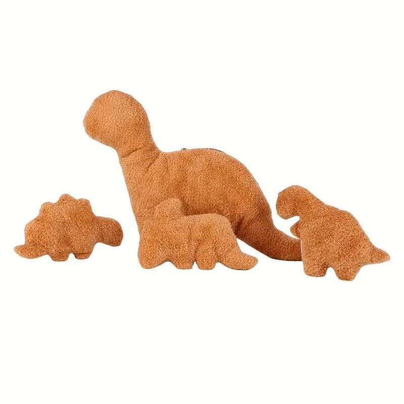 4-Piece Dinosaur & Chicken Nugget Plush Set - Soft Stegosaurus & MiniHugs for Children - Perfect for Birthday, Easter, Bedtime C