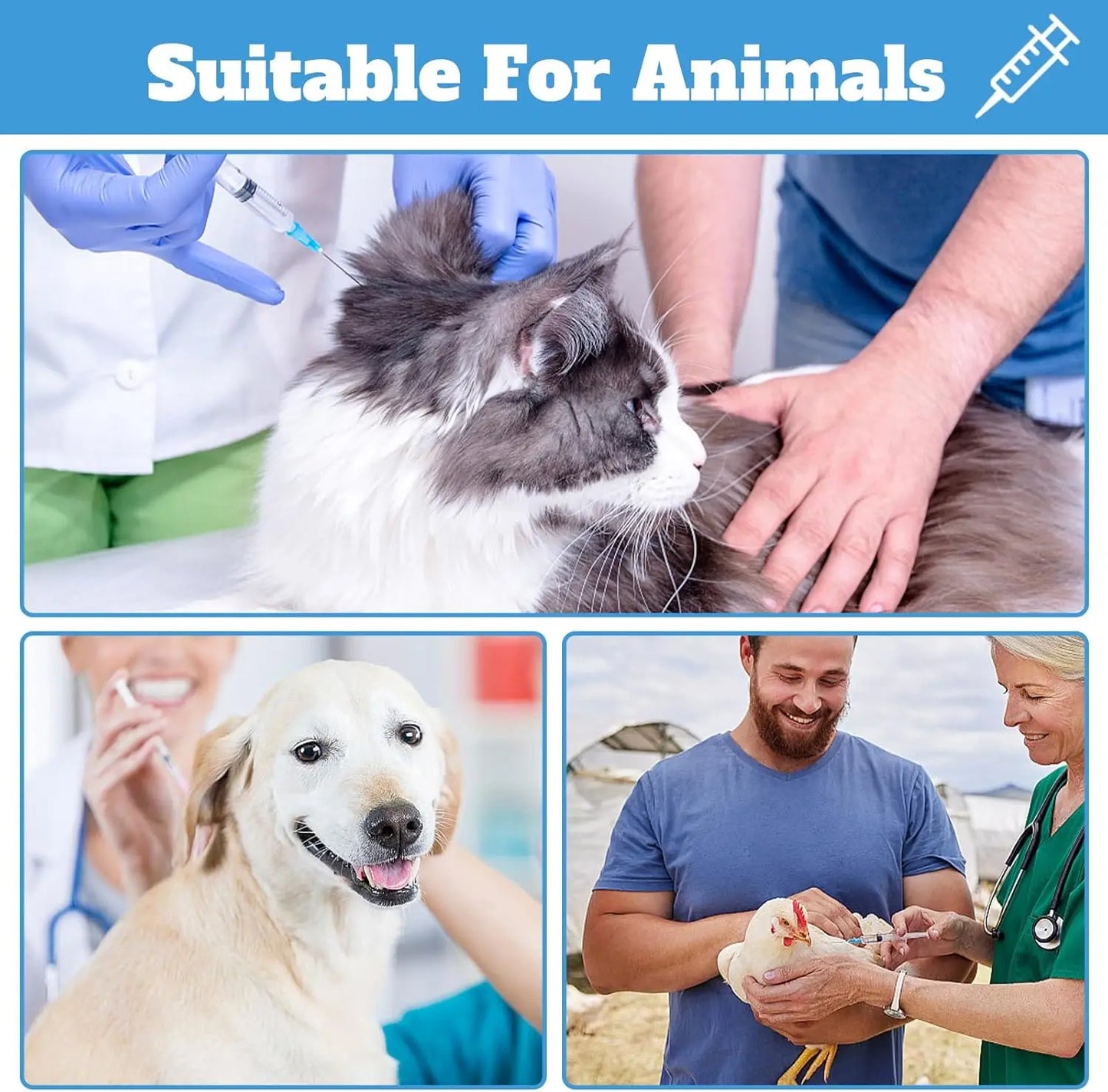 3ml Disposable Luer Lock Syringe, Suitable for Pets and Farm Animals, Industrial Use, Laboratory Dispensing, and Manual Applications