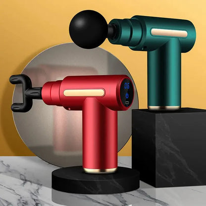 Portable Fascial Massage Gun Electric Percussion Pistol Massager Body Relaxation With LED Touch Screen 4Replaceable Massage Head