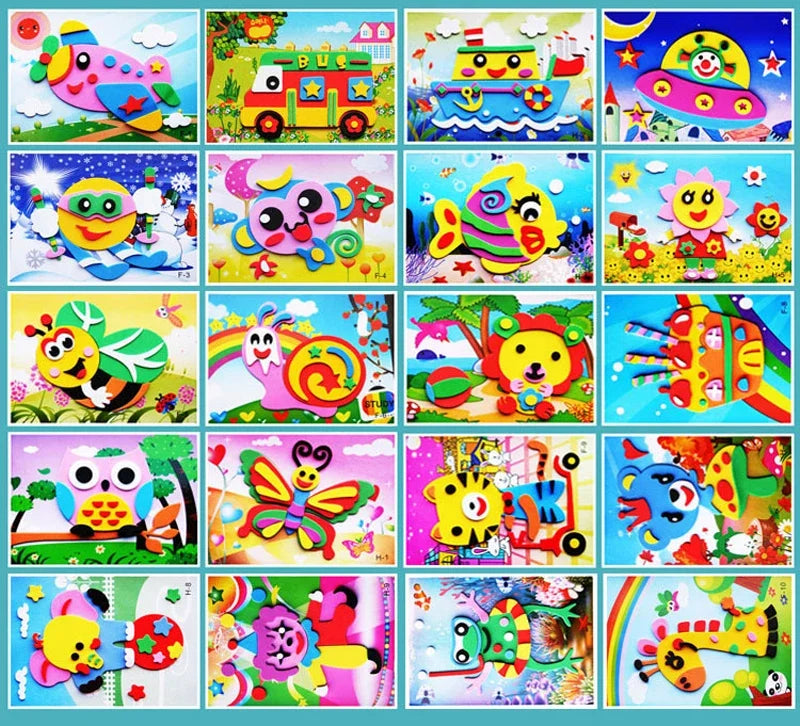 10/20pcs/lot 3D EVA Foam Sticker DIY Cartoon Animal Puzzle for Children Kids Multi-patterns Styles Toys for Children Gift