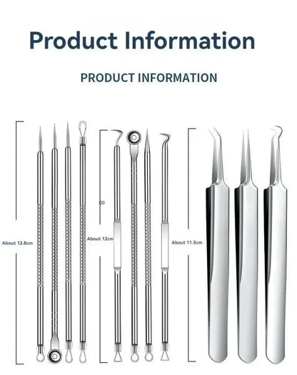 11Pcs/Set Acne Needle Blackhead Clip Remover Extraction Pore Black Head Cleaner Face Skin Care Cleansing Needle Tool Cell Clamp