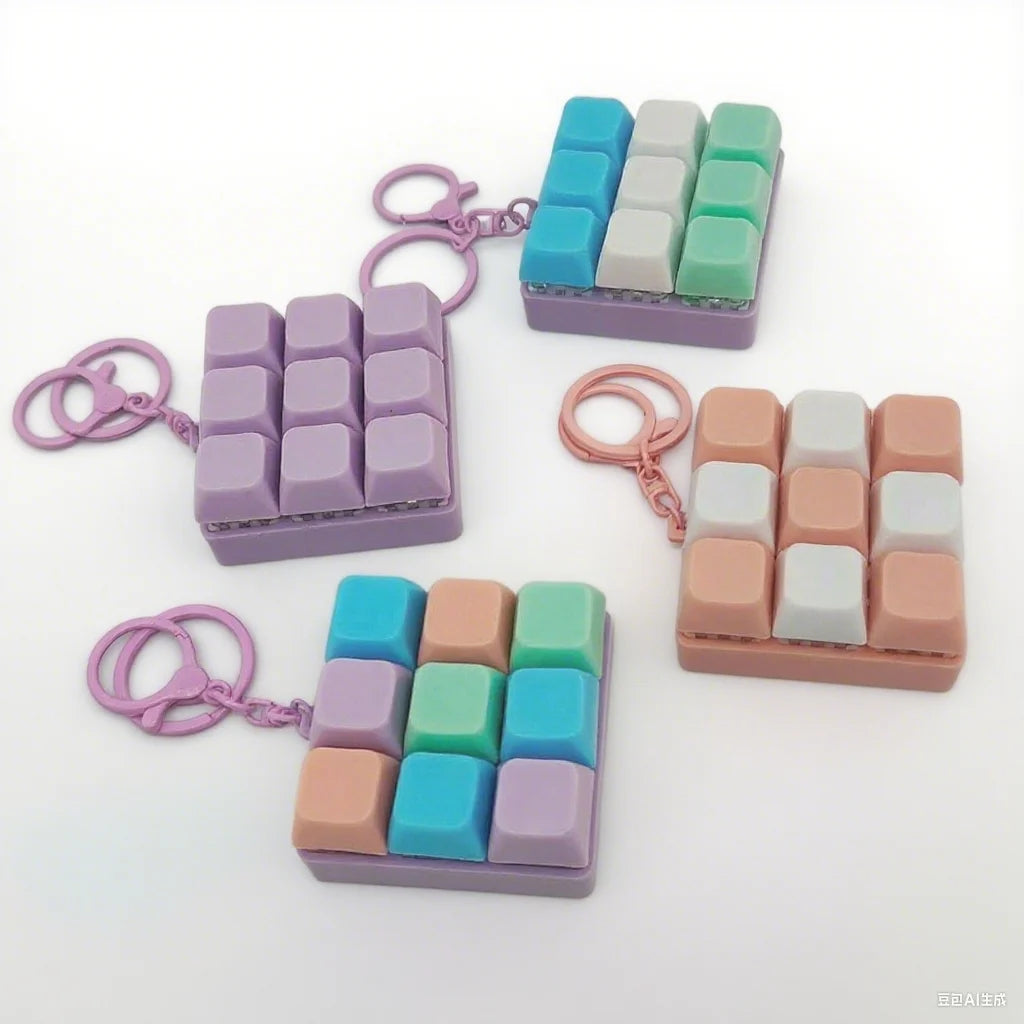 New Keyboard Fidget Toy, Fidget Clicker Keyboard Fidget Keychain, Button Fidget Gifts for Adults to Relieve Stress and Pass Time