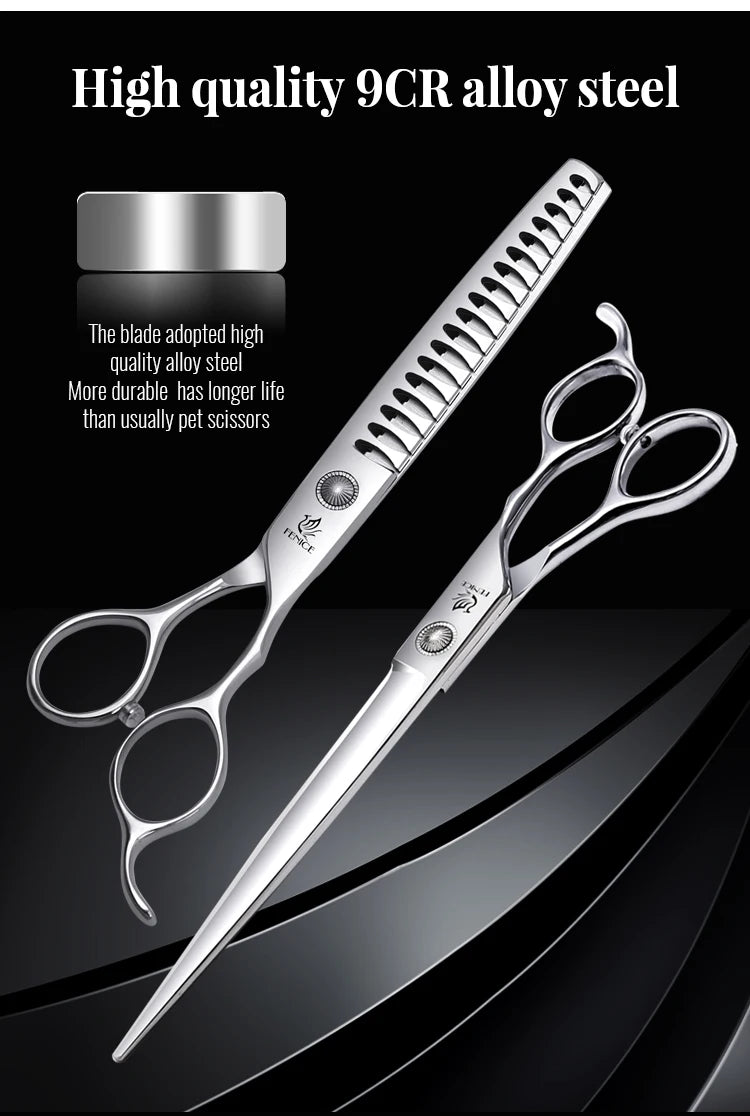 Fenice 6//6.5/7/7.5 Inch Professional Pet Dogs Grooming Scissors Set Straight&Curved &Thinner&Chunker Shear Scissors