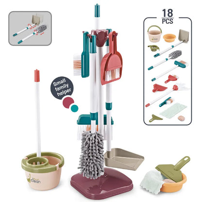 Pretend Play Cleaning Set and Sanitation Simulation Broom Vacuum Cleaner Tool Toy for Boys Girls Children's Cleaning Tool Toys