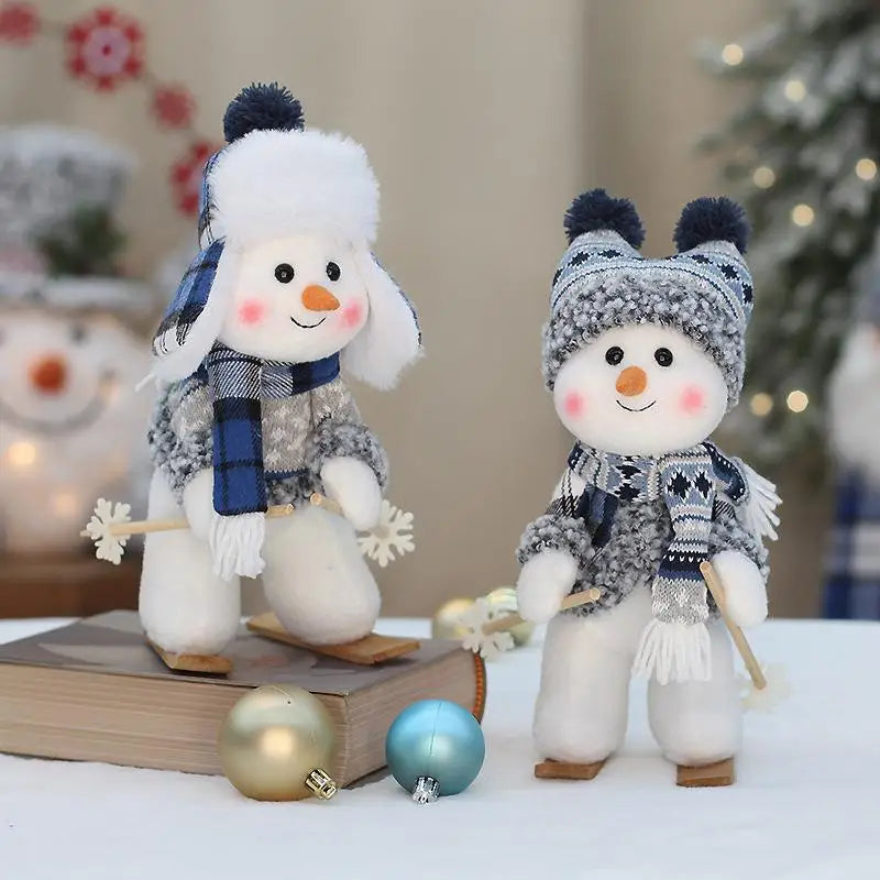 New Year Valentine's Day Plush doll toy cute skiing rocking snowman decorations plush toy holiday party house gifts for girl