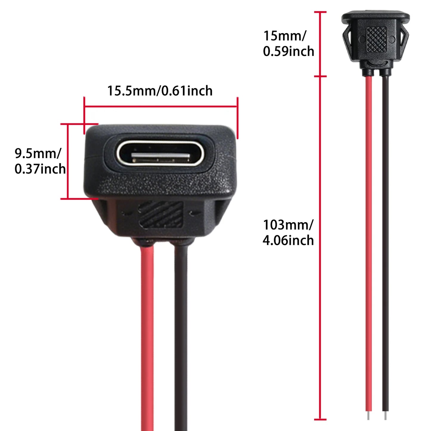 5/10/20pcs Type-C Female Chassis 2 Pin Type-C Female Socket Connector Waterproof Jack Female Charging Port with Card Buckle