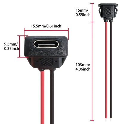 5/10/20pcs Type-C Female Chassis 2 Pin Type-C Female Socket Connector Waterproof Jack Female Charging Port with Card Buckle