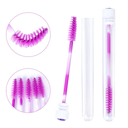 100/50pcs Christmas Eyelash Brush Tube Reusable Eyebrow Brushes Mascara Wand Dust-proof Storage Tubes Cosmetics Makeup Tools