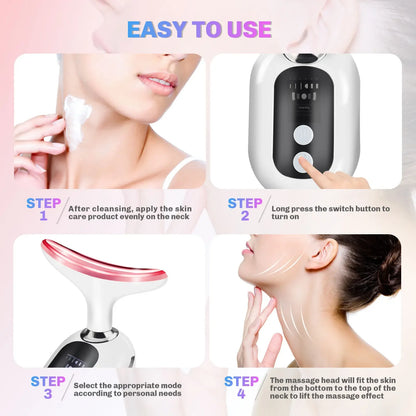 EMS Beauty Neck Instrument Microcurrent Face Neck Beauty Device LED Photon Reduce Double Chin Anti Wrinkle Tightening Neck Skin