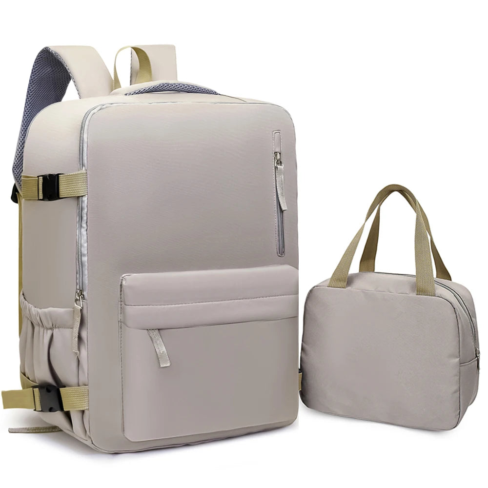 2-Piece 40×30×20cm 180 °   Full Opening Backpack Set, Large Carry-On with Tote Bag for Travel, Business, School & Daily Commuting