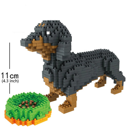 KNEW BUILT Dachshund Dog Model Mini Building Block Toy Set 9 Style for Pet Enthusiasts Teddy Hughes Corgi Collie Pet Style Brick