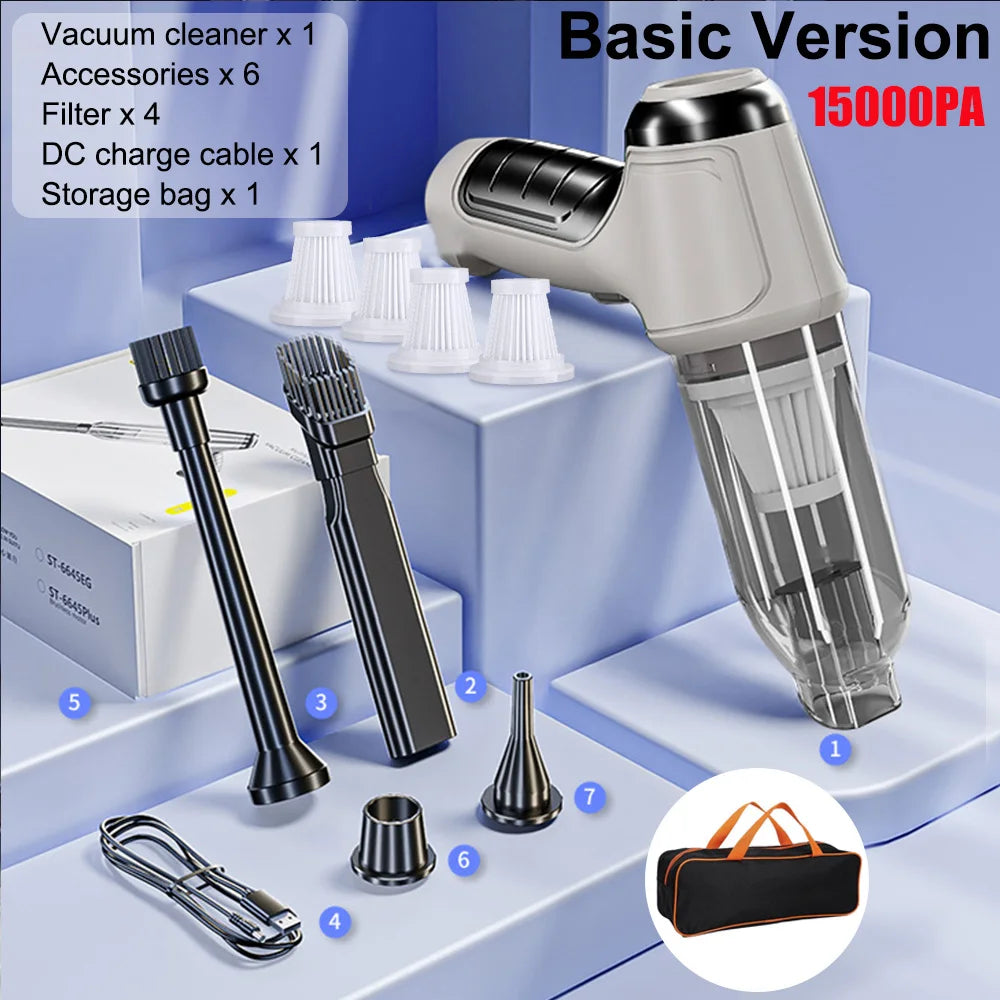 Car Vacuum Cleaner Wireless 95000PA Strong Suction Vacuum Cleaner Portable Handheld Vacuum Cleaner Blower 2in1 for Car Home