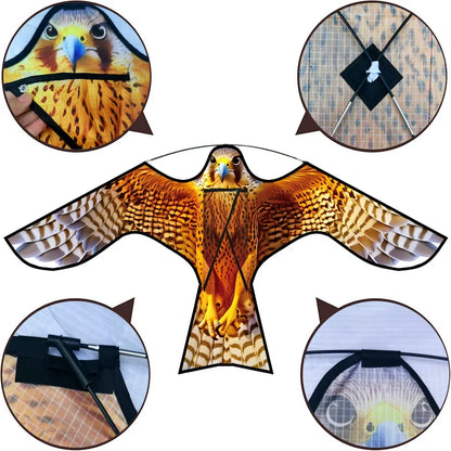 Outdoor Toys 47 Inch  Yellow Bird Scaring Eagle Kite Without Rod Good Flying For Garden/Orchard/ Farm