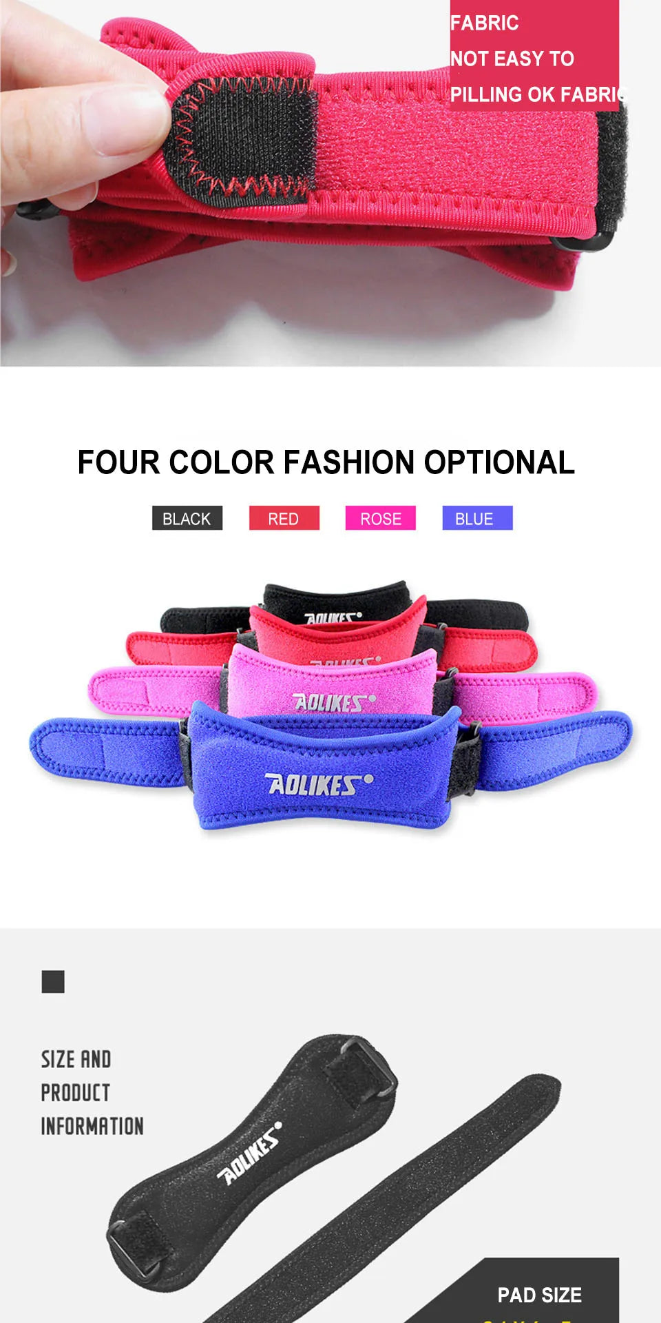 AOLIKES 1PCS Knee Braces for Knee Pain,Patella Knee Support Strap,Adjustable Patellar Tendon Stabilizer Band for Basketball