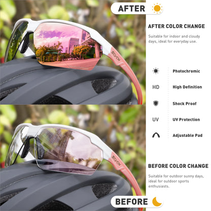 SCVCN Photochromic Cycling Sunglasses Bike Glasses Mountain Bicycle Hiking Golf UV400 Sports Glasses for Men Women Baseball