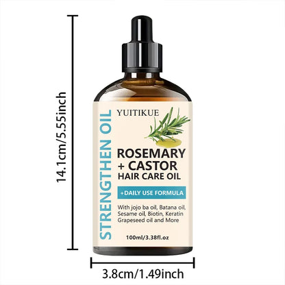 YUITIKUE Rosemary + Castor Strengthening Hair Oil - Daily Use Hair Care Oil with Jojoba & Batana Oil for Hair Growth