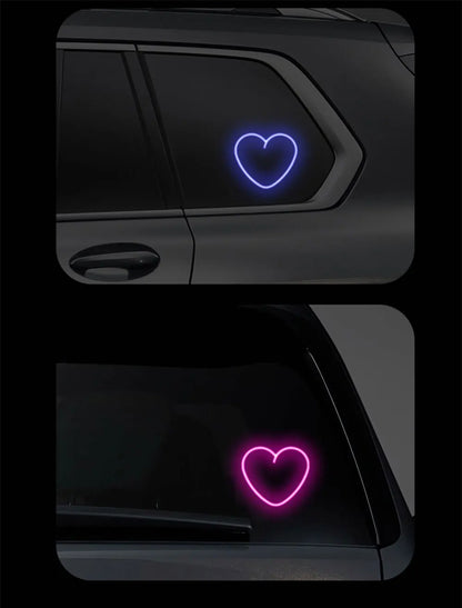 Universal Solar Atmosphere Light Heart-shaped Dynamic Gradient LED Fit Car Interior Ambient Light Decoration Accessory RGB