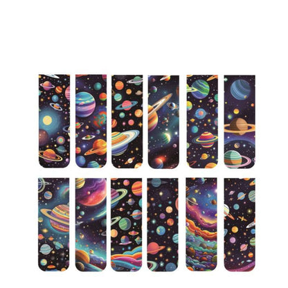 12pcs Space & Planet Themed Magnetic Bookmarks - Durable Paper Page Markers for Students, Teachers and Everyday Use