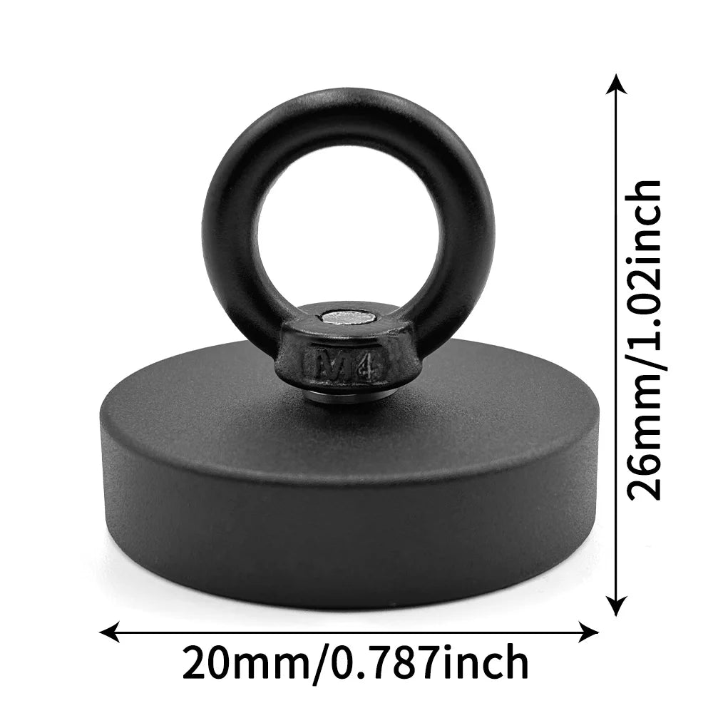D16~D42mm Heavy Duty Neodymium Fishing Hook N52 Super Strong Rare Earth Magnet with Countersunk Hole Eyebolt Salvage