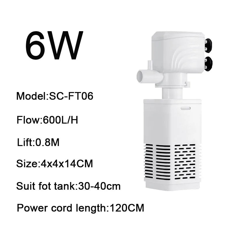 3 in 1 Aquarium Filter Pump Silent Fish Tank Submersible Air Oxygen Aerator Aquarium Air Pump Water Changer Pump Wave Maker 220v